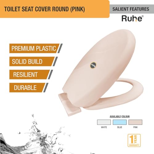 Ruhe® Super Round Toilet Seat Cover | Premium PVC Western Commode Toilet Seat Cover | Non-Slip Points and Durable Seat Cover | Easy Installation | Pink Color - Image 2