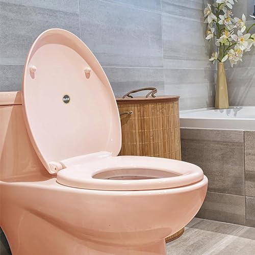 Ruhe® Super Round Toilet Seat Cover | Premium PVC Western Commode Toilet Seat Cover | Non-Slip Points and Durable Seat Cover | Easy Installation | Pink Color - Image 1