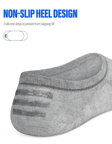 CLOSEMATE Mens No Show Socks Cotton Thin High Elasticity Low Cut Ankle Socks with Non Slip Grips 6 Pairs (6Grey, Size M) - Image 3