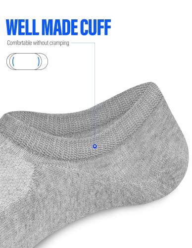 CLOSEMATE Mens No Show Socks Cotton Thin High Elasticity Low Cut Ankle Socks with Non Slip Grips 6 Pairs (6Grey, Size M) - Image 5