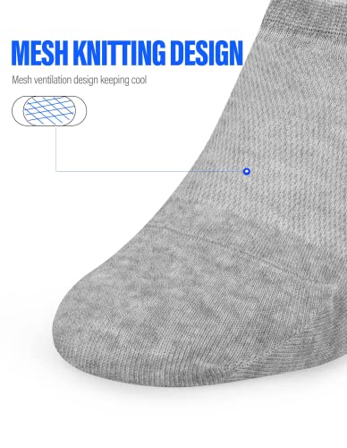 CLOSEMATE Mens No Show Socks Cotton Thin High Elasticity Low Cut Ankle Socks with Non Slip Grips 6 Pairs (6Grey, Size M) - Image 4