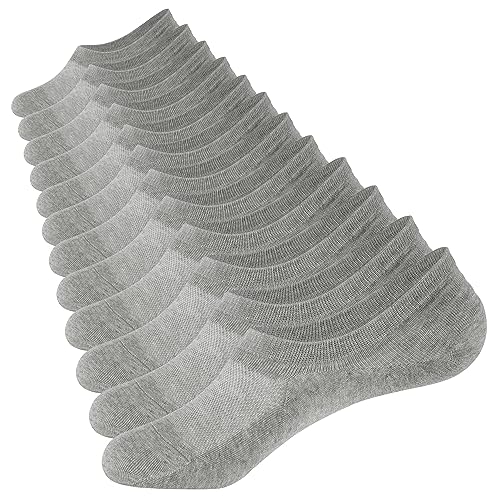 CLOSEMATE Mens No Show Socks Cotton Thin High Elasticity Low Cut Ankle Socks with Non Slip Grips 6 Pairs (6Grey, Size M) - Image 1