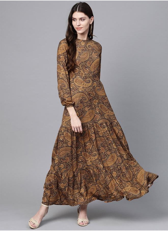 SASSAFRAS - Paisley Print Tiered Maxi Dress by Styli - Image 1