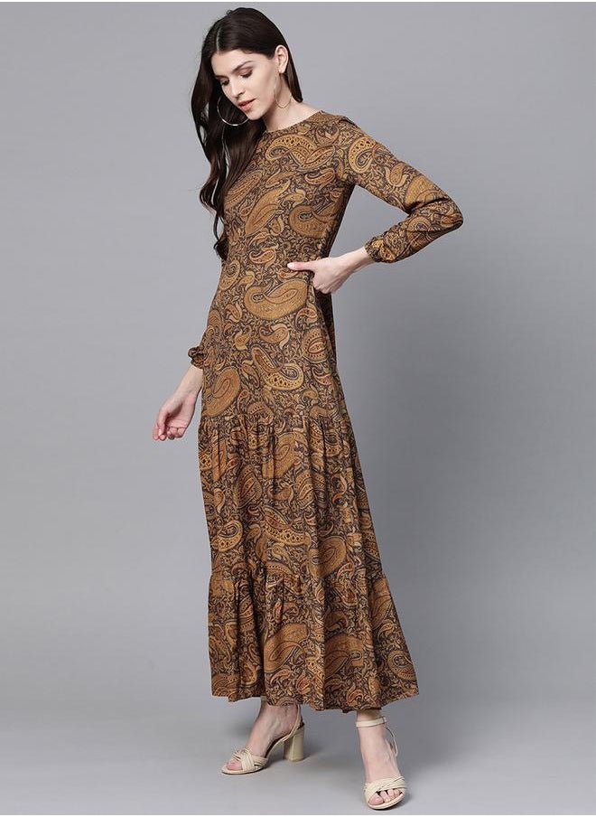 SASSAFRAS - Paisley Print Tiered Maxi Dress by Styli - Image 1
