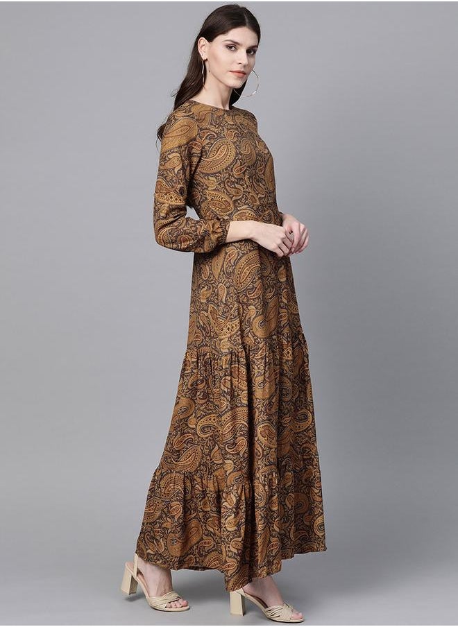 SASSAFRAS - Paisley Print Tiered Maxi Dress by Styli - Image 1
