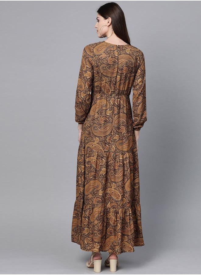 SASSAFRAS - Paisley Print Tiered Maxi Dress by Styli - Image 1