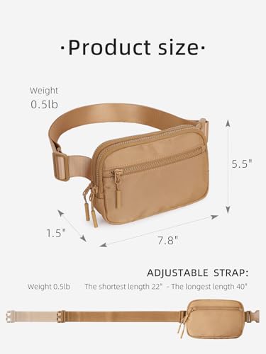 WESTBRONCO Fanny Packs for Women Men, Belt Bag with 4 Zipper Pockets, Fashion Waist Packs, Lightweight Crossbody Bags with Adjustable Strap for Workout/Running/Hiking (Brown) - Image 3