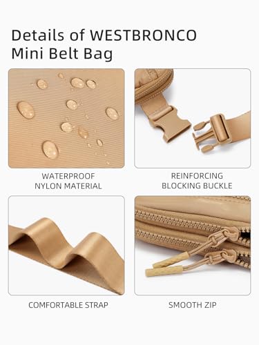WESTBRONCO Fanny Packs for Women Men, Belt Bag with 4 Zipper Pockets, Fashion Waist Packs, Lightweight Crossbody Bags with Adjustable Strap for Workout/Running/Hiking (Brown) - Image 4