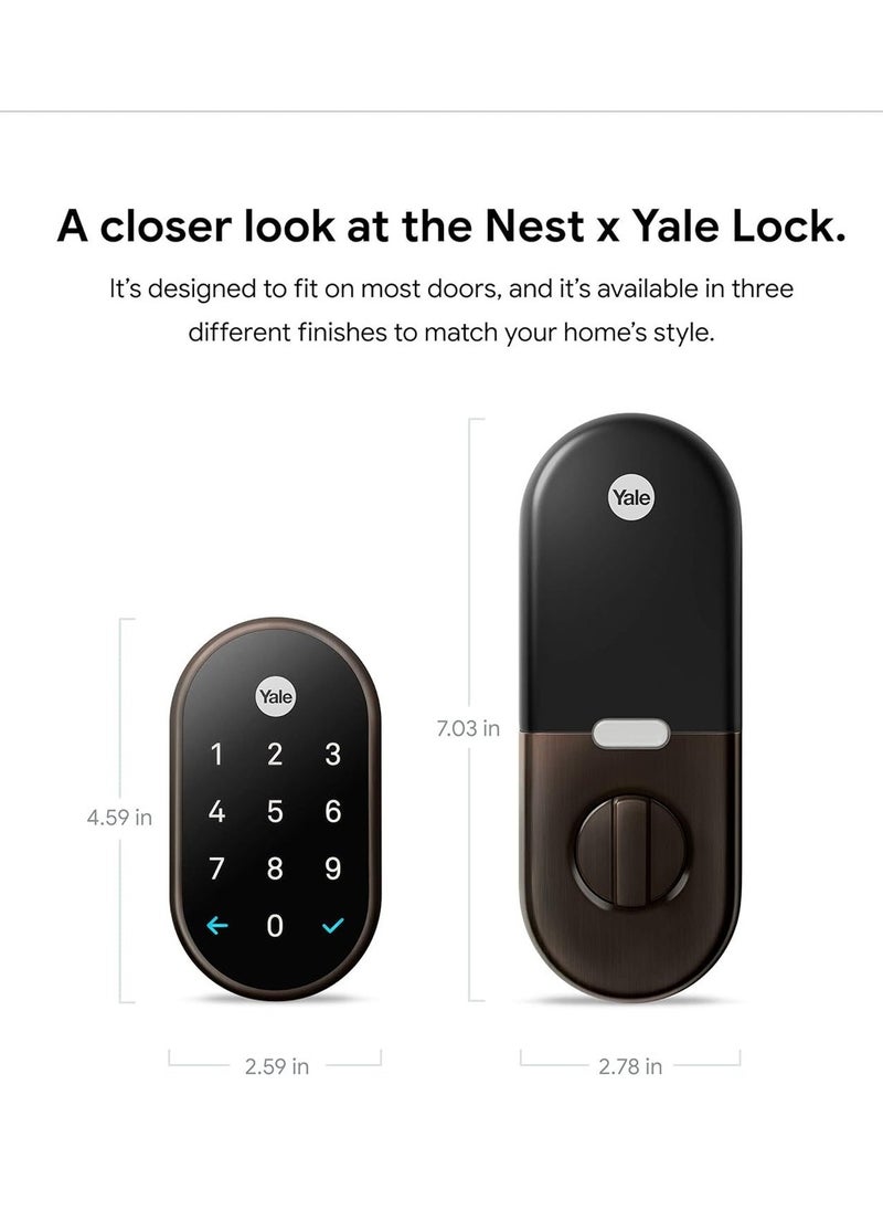 Google - Google Nest x Yale Lock - Tamper-Proof Keyless Entry Smart Lock - Keypad Deadbolt for Front Door (Bronze) | Model: RB-YRD540-WV-0BP - Image 1