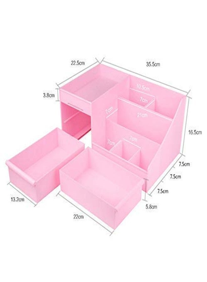 DITCAFOS Multi Grid Plastic Desktop Makeup Organizer Jewelry and Cosmetic Storage Box 2 Drawer 7 Compartment for Bathroom Vanity and Dressing Room - Image 2
