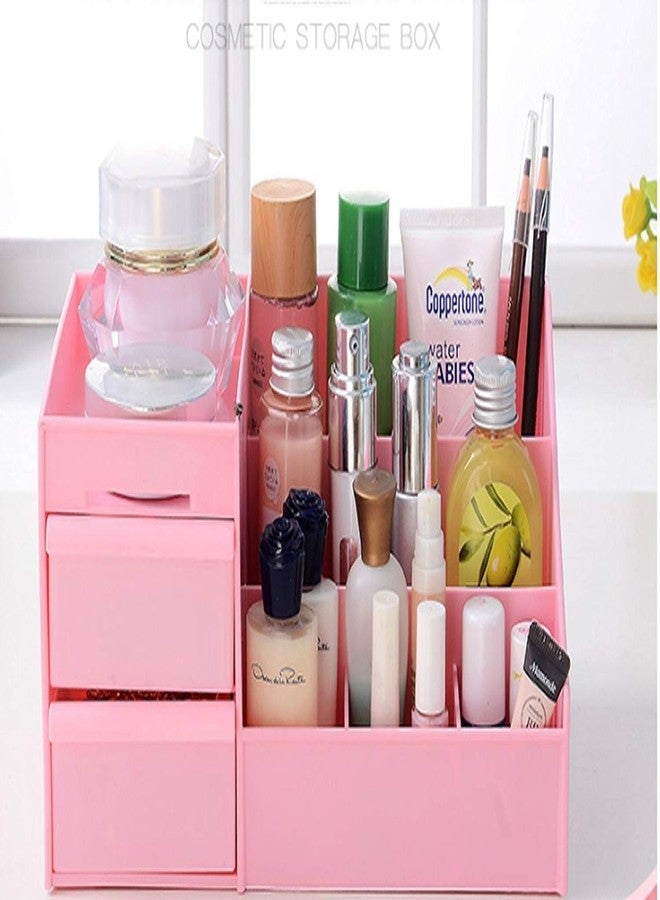 DITCAFOS Multi Grid Plastic Desktop Makeup Organizer Jewelry and Cosmetic Storage Box 2 Drawer 7 Compartment for Bathroom Vanity and Dressing Room - Image 3