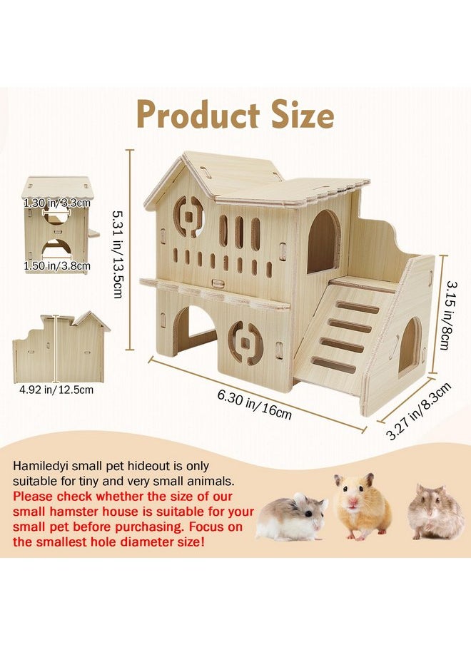 Hamiledyi - Hamiledyi Wooden Hamster Hideout Maze Small Animal Activity Toy Hamster House and Habitat Wooden Hut with Ladder for Dwarf Hamsters, Small Gerbils, Tiny Mice and Other Similar Sized Animals - Image 1
