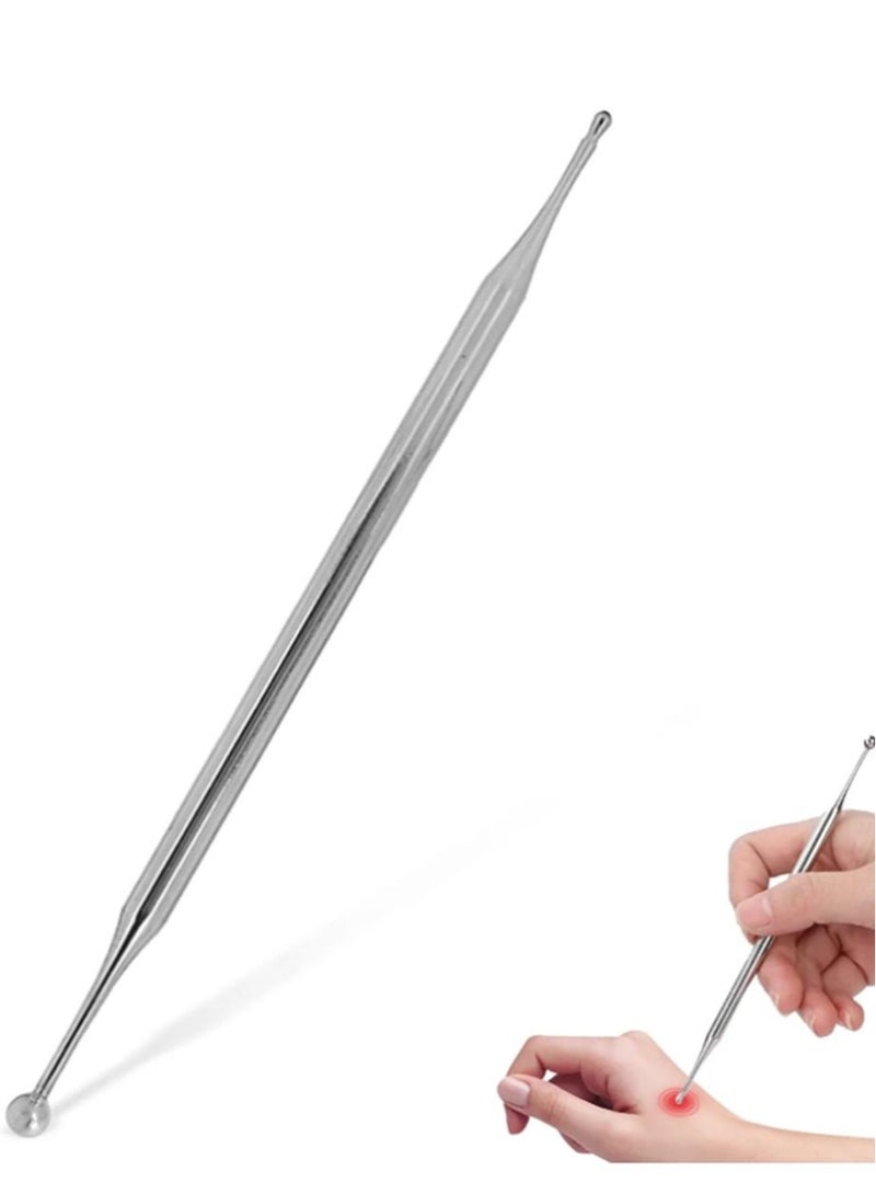 كابتن تيك أدوات تدليك الوجه مزدوجة الرأس من الفولاذ المقاوم للصدأ المحمولة للوخز بالإبر في الأذن أداة تدليك مسبار نقطة الجسم لتحفيز مستلزمات الرعاية الصحية الشخصية قلم البحث عن نقاط الوخز - Image 1