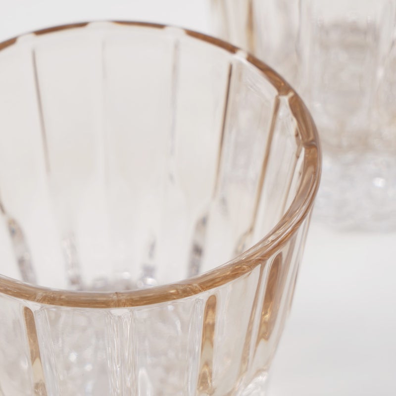 La Mesa 4 Pcs Embossed Tumbler Glass Set, Ombre Light Brown 8.5*8.5*8.7 Cm - Image 4