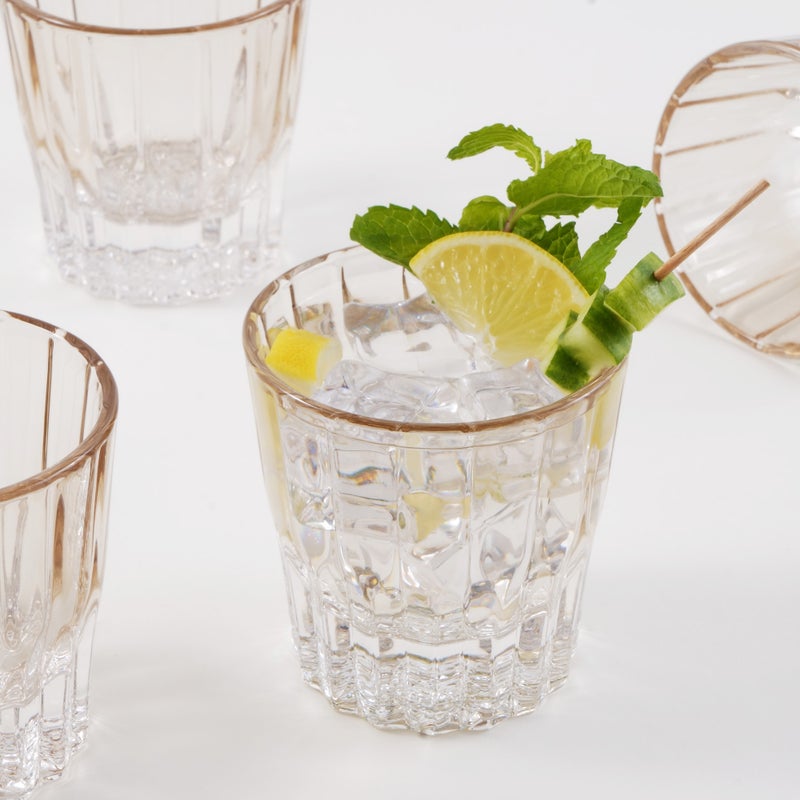 La Mesa 4 Pcs Embossed Tumbler Glass Set, Ombre Light Brown 8.5*8.5*8.7 Cm - Image 1