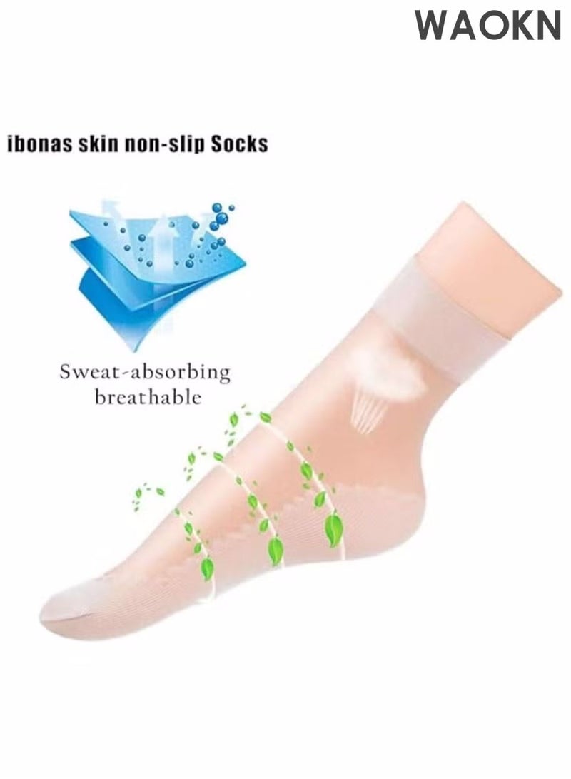 دبليو أيه أو كي أن 12 زوجًا من جوارب الكاحل الشفافة الرقيقة المصنوعة من النايلون الشفاف، جوارب قصيرة للنساء والفتيات، جوارب ضيقة ناعمة، جوارب حريرية رفيعة حتى الساق (متعددة الألوان) - Image 4