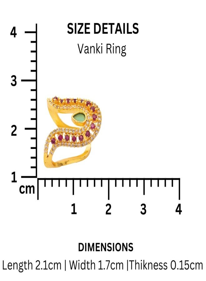 ZEELLO Gold Plated Vanki Ring, Gift for Women and Girls, CZ Cubiz Zirconia Finger Ring (Green | Red 2) - Image 4