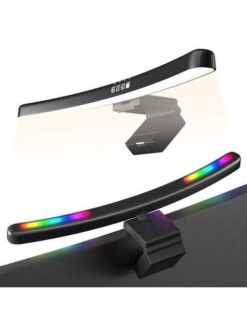 شريط إضاءة الشاشة المنحني مع إمكانية ضبطه بـ 7 ألوان RGB، وإضاءة شاشة الكمبيوتر الواقية للعين، وشريط إضاءة الشاشة مع 3 أوضاع للألوان، ومصدر إضاءة مزدوج مع ملحق ألعاب موقوتة يمكن التحكم فيه باللمس
