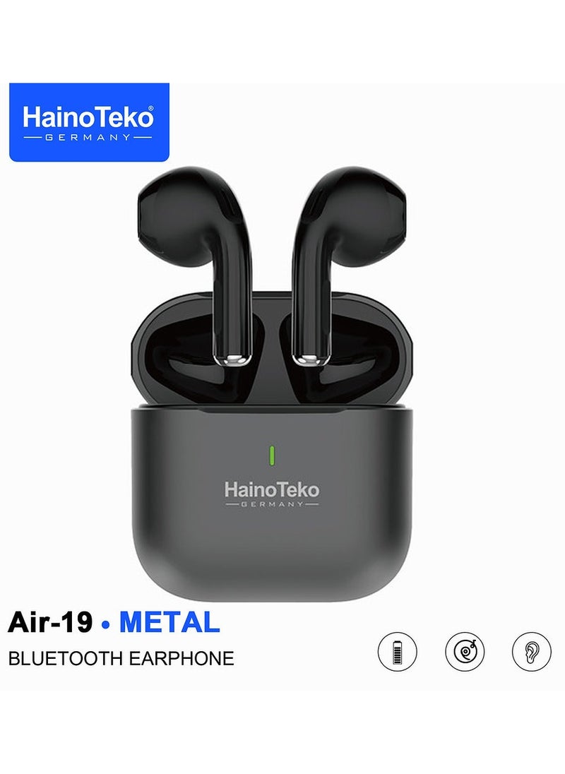 Haino Teko Haino Teko Air-19 Metal True Wireless Bluetooth Earphone with High-Quality Sound HD Clear Microphone and Touch Controls Compatible With iPhones and iPads Black  - Image 1