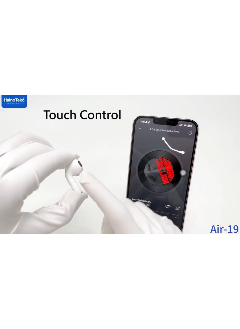 Haino Teko Haino Teko Air-19 Metal True Wireless Bluetooth Earphone with High-Quality Sound HD Clear Microphone and Touch Controls Compatible With iPhones and iPads Black  - Image 3