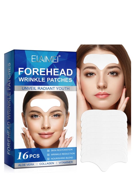 Forehead Wrinkle Patch - 16Pcs Collagen-Infused Anti Wrinkle Patches for Smoother Skin - Anti-aging Facial Pads for Forehead Lines with Vitamin Enriched Formula