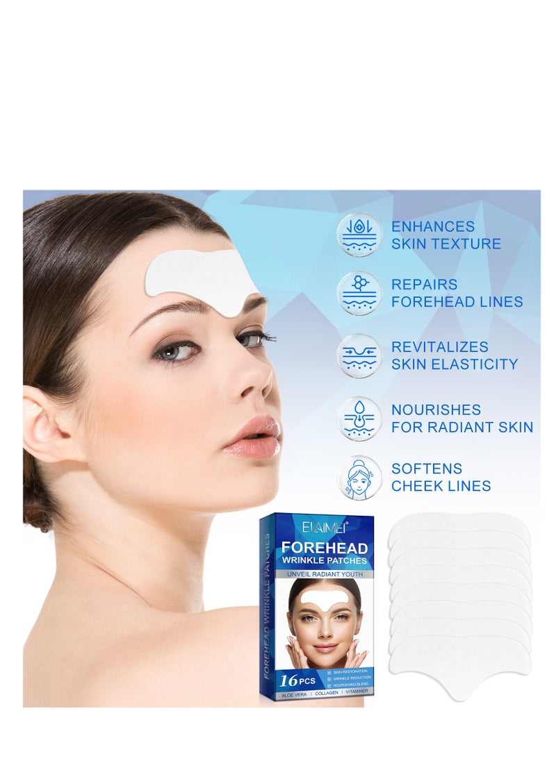 Elaimei - Forehead Wrinkle Patch - 16Pcs Collagen-Infused Anti Wrinkle Patches for Smoother Skin - Anti-aging Facial Pads for Forehead Lines with Vitamin Enriched Formula - Image 1