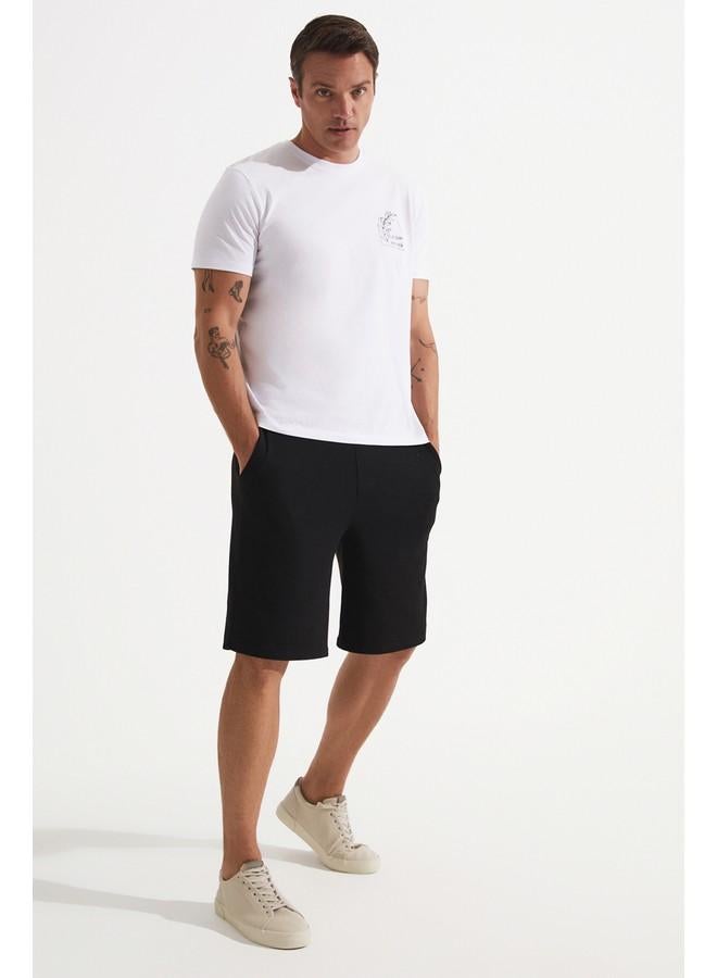 June Men Regular Fit Knitted Pique Fabric Short Black - Image 1