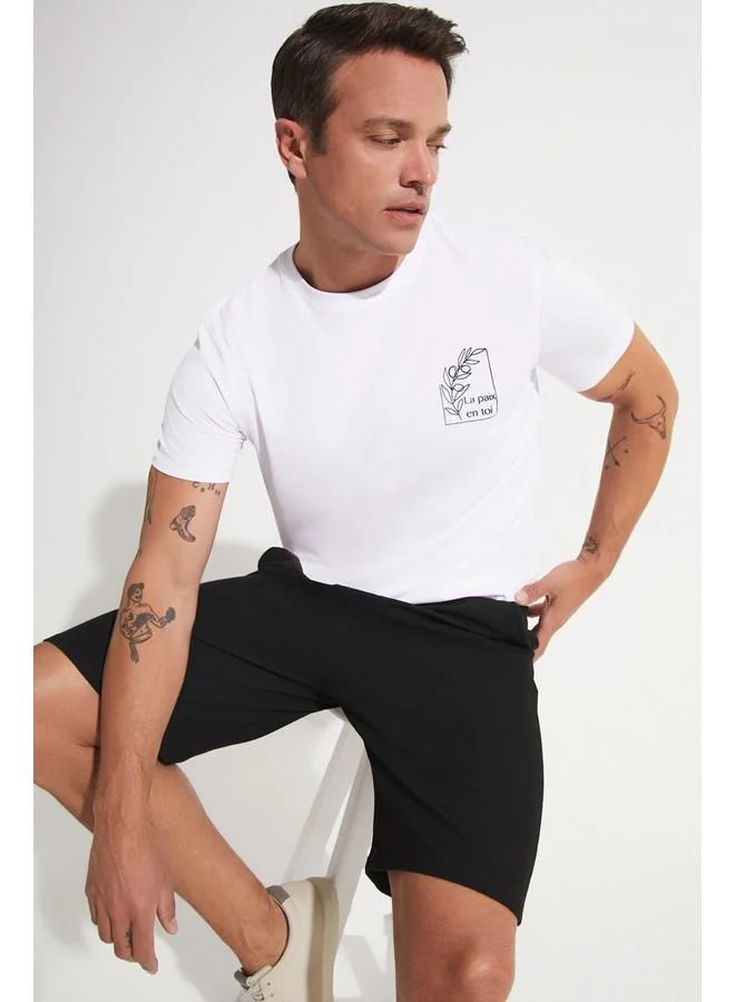 JUNE June Men Regular Fit Knitted Pique Fabric Short Black