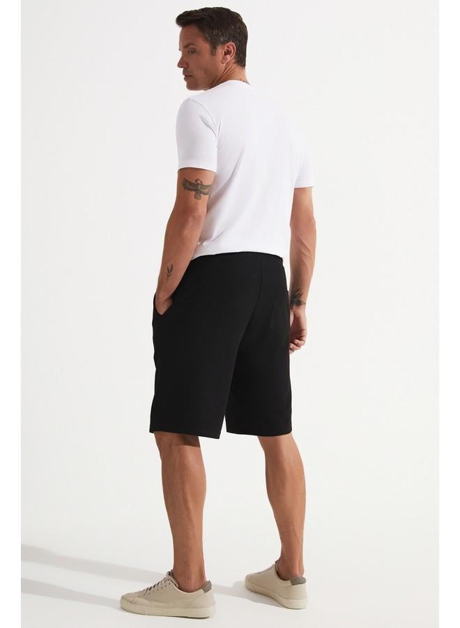 June Men Regular Fit Knitted Pique Fabric Short Black - Image 4