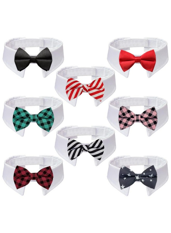 Koolmox Dog Bow Tie, KOOLMOX 8PCS Adjustable Tuxedo Collar Sewed wtih Bow Ties for Dogs Formal Wear Dog Wedding Outfit Attire Dress Suit, Dog Tuxedo for Medium Dogs Large Dogs Costumes Accessories, White - Image 1
