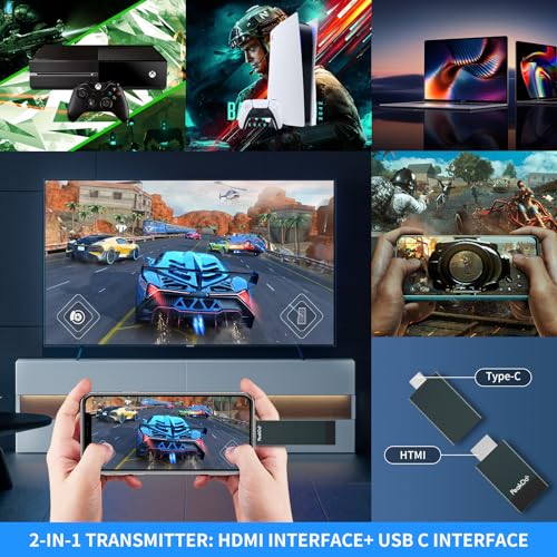 PeakDo HDMI Wireless Transmitter and Receiver, 0 Latency (Line of Sight) Wireless HDMI Extender, 1080P@60Hz Video Transmitter and Receiver for TV or Projector Monitor - Image 2