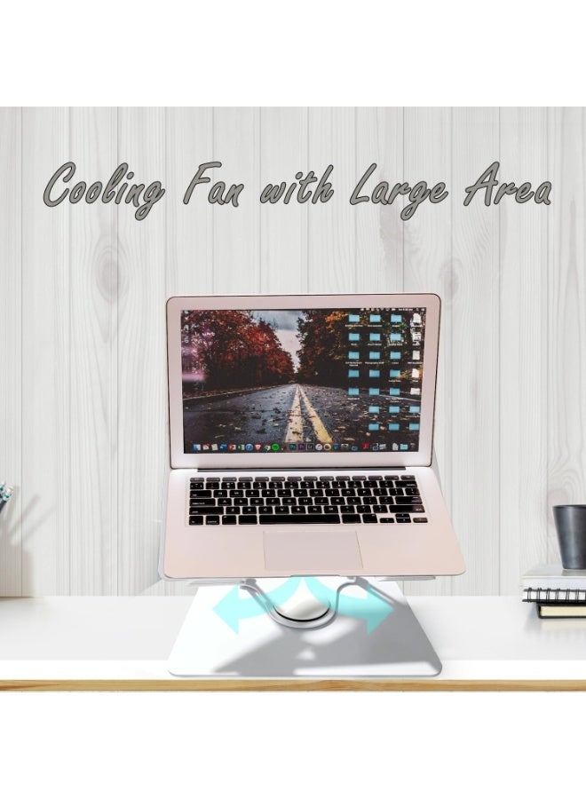 طلال حامل كمبيوتر محمول من الألومنيوم مع مروحة مزدوجة تدور 360 درجة وقابل للتعديل ومريح وقابل للطي وحامل كمبيوتر محمول عالمي لأجهزة الكمبيوتر المحمولة وأجهزة ماك بوك وأجهزة الكمبيوتر المحمولة - Image 2