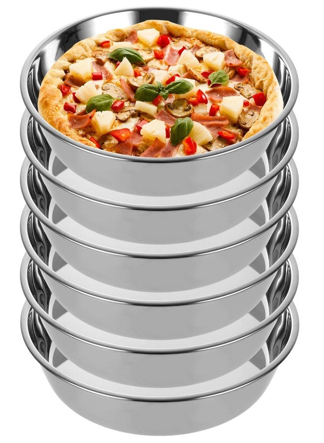 MUXHEL 6 Pack Deep Dish Pizza Pan 10 Inch Stainless Steel Pizza Pan for Oven, Non-Stick Pizza Tray Pizza Baking Sheet Pizza Plates Pie Pan for Pie, Cookie, Dishwasher Safe - Image 1