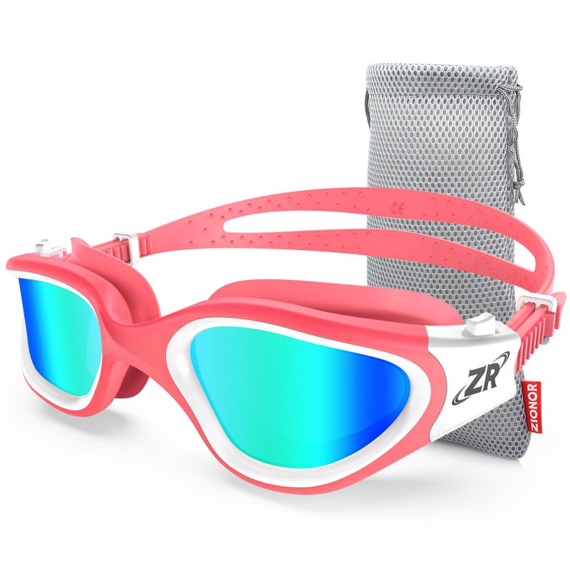 ZIONOR Swim Goggles, Upgraded G1 Polarized Swimming Goggles UV Protection Anti-fog Adjustable Strap for Men Women Adult Indoor or Outdoor (Polarized Light Mirror Gold Lens) - Image 1