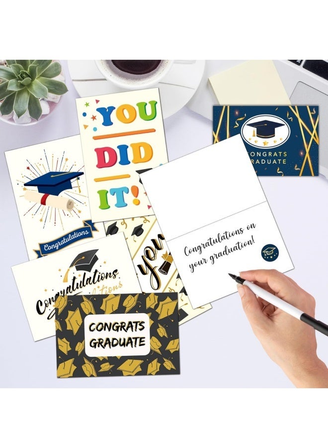 Graduation Card Set (Pack of 12) — Includes Envelopes & Stickers | 6 Exquisite Designs | "Congratulations, Graduate—You Did It!" Theme | Ideal for Graduation Thank-Yous, Congratulations, and Gift Exchanges - Image 5
