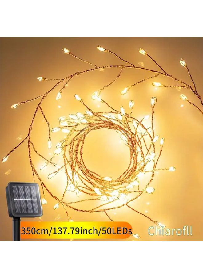 Solar Firecracker Lights 50LEDS Warm White 8 Modes Outdoor String Decor - Image 1