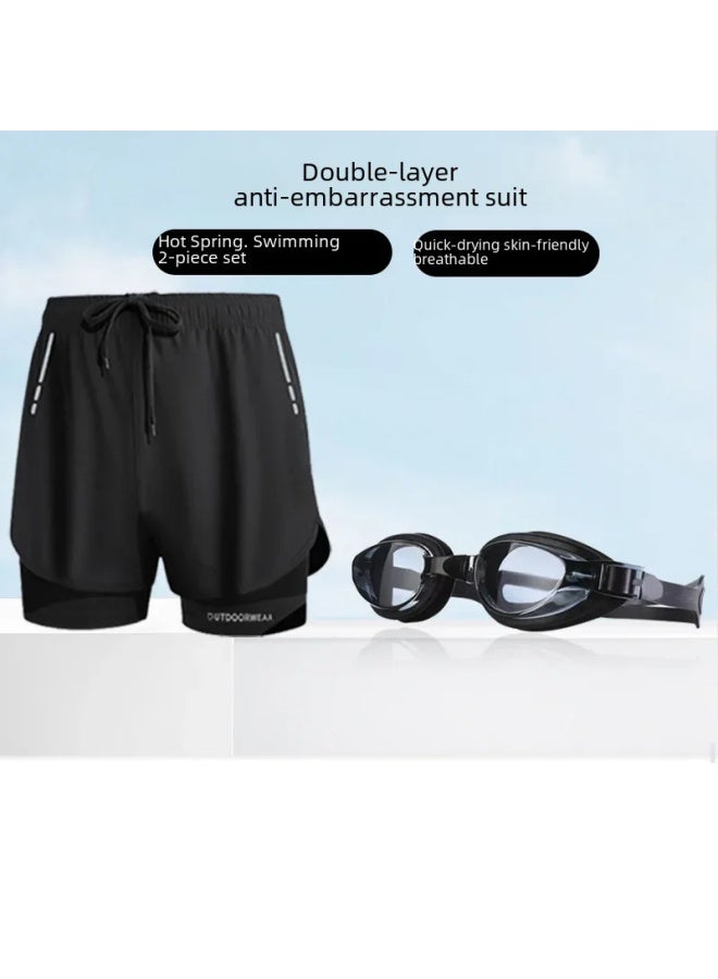 Loquat Men's Swimming Trunks Swimming Goggles Swimming Cap Three-piece Anti-embarrassment Beach Pants Swimming Trunks Men's Swimming Suit Equipment-Color:2301 G2020 Swim Cap Waterproof Bag Storage Bag- - Image 4