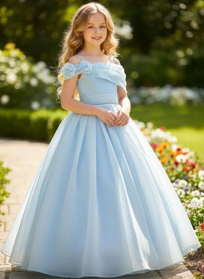 فيا بامبينو Sky Blue Rosette Ball Gown