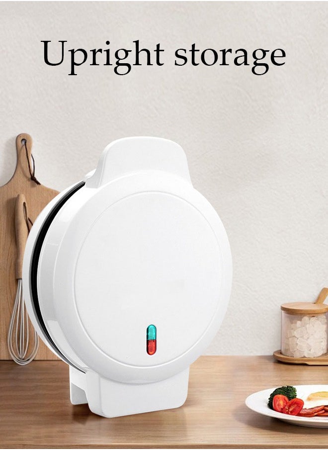 Generic - Electric waffle maker, household small electric pancake maker, breakfast machine, semi-automatic fixed type, can be used to make waffles, fried eggs, etc. (White) - Image 1