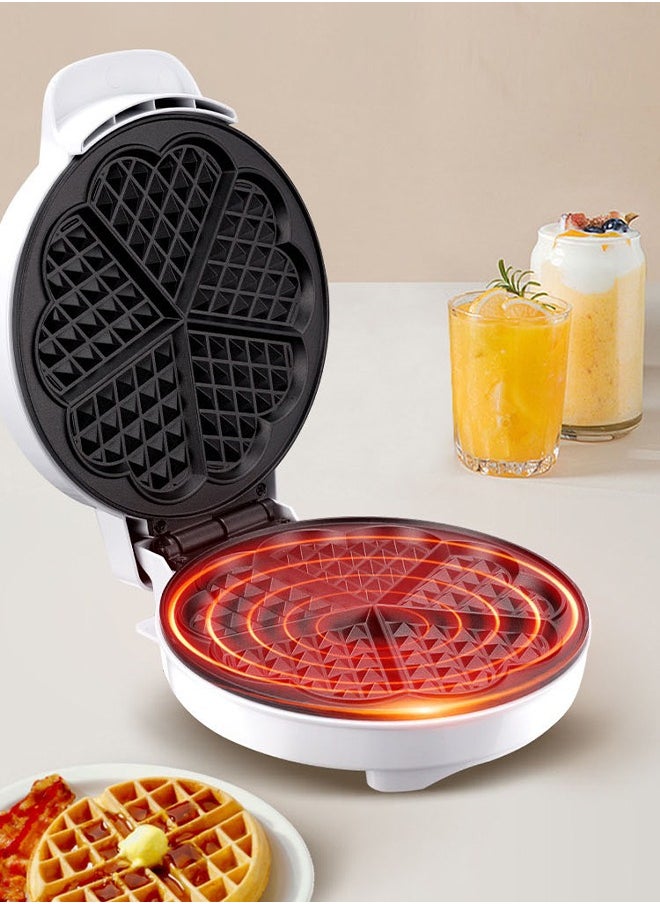 Generic - Electric waffle maker, household small electric pancake maker, breakfast machine, semi-automatic fixed type, can be used to make waffles, fried eggs, etc. (White) - Image 1