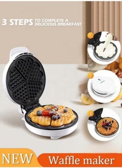 Electric waffle maker, household small electric pancake maker, breakfast machine, semi-automatic fixed type, can be used to make waffles, fried eggs, etc. (White)