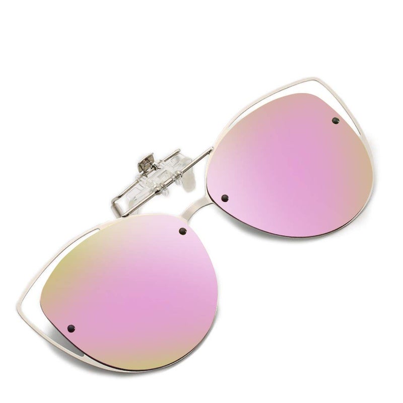 FEISEDY FEISEDY Women’s Polarized Cat Eye Clip-on Sunglasses with Flip up Function for Glasses B2670  - Image 1