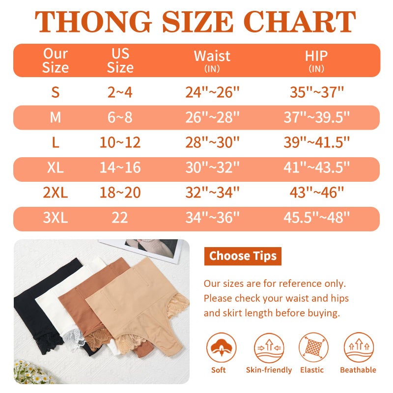 Werena Women Shapewear Tummy Control Thong High Waisted Body Shaper Underwear Lace Shaping Panties Slimming Panty Girdle(#B Lace Black(Mid Waisted), Large) - Image 5