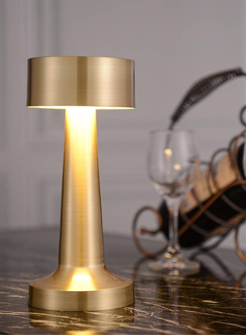 مصباح طاولة LED يعمل باللمس وقابل للشحن – تصميم معدني عتيق مع 3 ألوان إضاءة محيطية قابلة للتعديل – مصباح لاسلكي محمول بشحن USB مثالي لطاولة الطعام، غرفة النوم، المكتب، المطعم، المقهى، وديكور البارات - Image 1