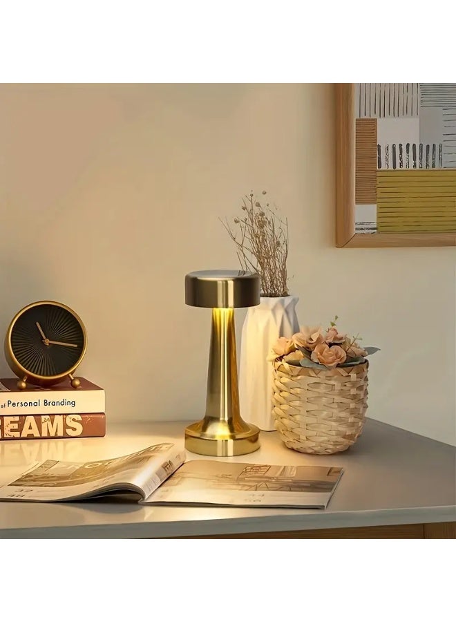 مصباح طاولة LED يعمل باللمس وقابل للشحن – تصميم معدني عتيق مع 3 ألوان إضاءة محيطية قابلة للتعديل – مصباح لاسلكي محمول بشحن USB مثالي لطاولة الطعام، غرفة النوم، المكتب، المطعم، المقهى، وديكور البارات - Image 3