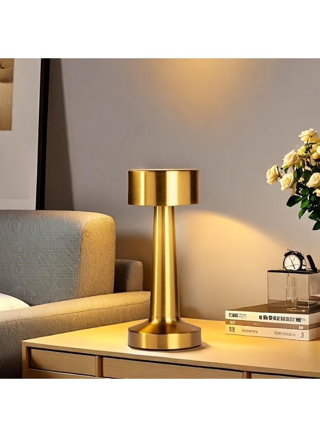 مصباح طاولة LED يعمل باللمس وقابل للشحن – تصميم معدني عتيق مع 3 ألوان إضاءة محيطية قابلة للتعديل – مصباح لاسلكي محمول بشحن USB مثالي لطاولة الطعام، غرفة النوم، المكتب، المطعم، المقهى، وديكور البارات - Image 2