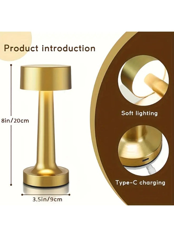 مصباح طاولة LED يعمل باللمس وقابل للشحن – تصميم معدني عتيق مع 3 ألوان إضاءة محيطية قابلة للتعديل – مصباح لاسلكي محمول بشحن USB مثالي لطاولة الطعام، غرفة النوم، المكتب، المطعم، المقهى، وديكور البارات - Image 5