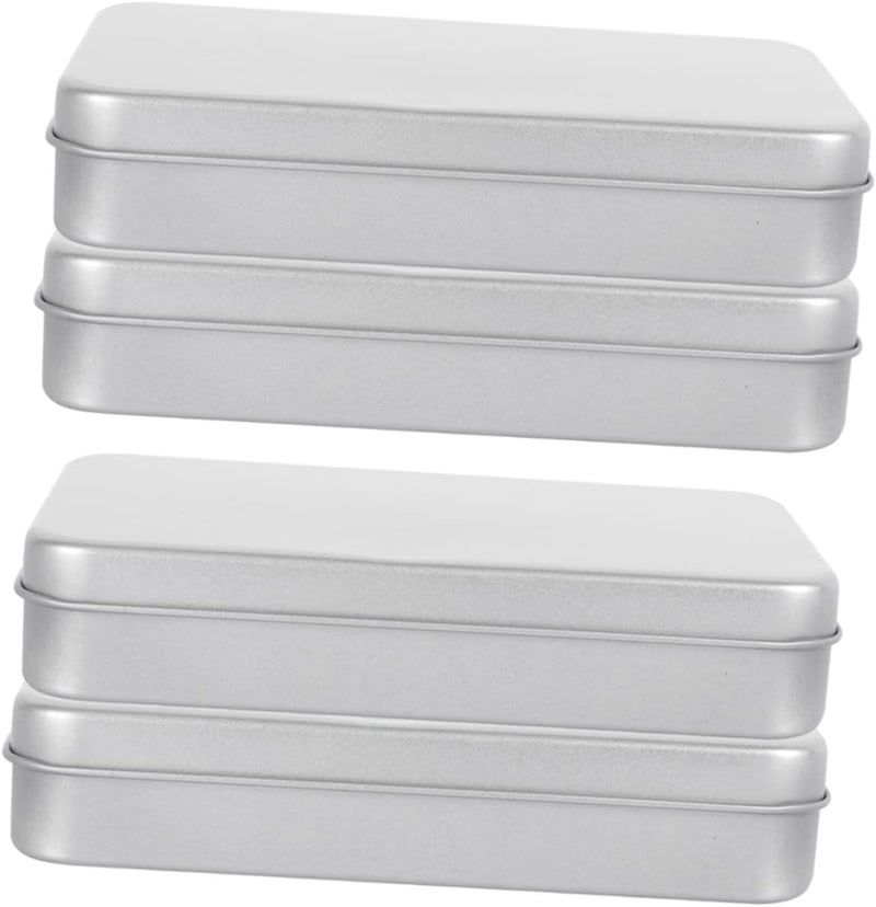 MAGICLULU 4pcs Small Tinplate Storage Boxes Lids Craft Storage Holder Mini Portable Tin Box for Gifts - Image 1