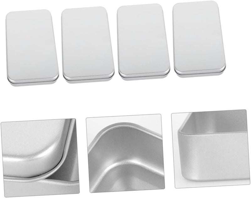 MAGICLULU 4pcs Small Tinplate Storage Boxes Lids Craft Storage Holder Mini Portable Tin Box for Gifts - Image 4