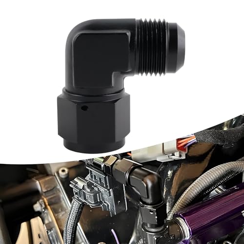 VVORHSBELL 12AN Female to AN12 Male Flare 90 Degree Swivel Fitting Adapter AluminiumBlack - Image 1